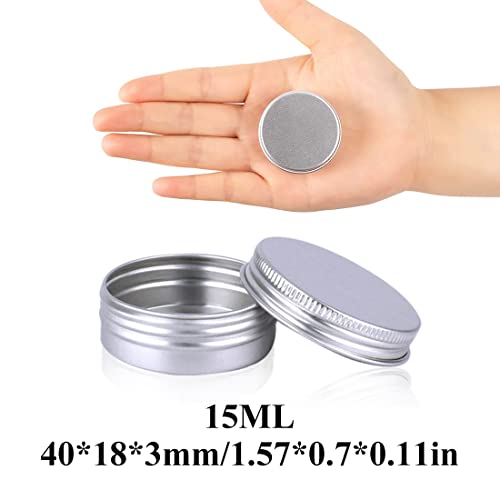 Androxeda 10 pcs Latas de Aluminio Vacías Contenedor de Cosméticos Redondo Tarros Vacíos Pequeños Bote Cierre Roscado para Crema Bálsamo Labial Aceite Viajes Almacenamiento Vela Jabon 15ml