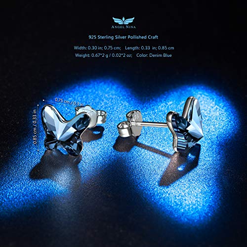 ANGEL NINA Pendientes Mujer Plata de Ley 925 Pendientes Niña Antialergicos Mariposa Pendientes Joyas Mujer Regalos Originales para Mujer Un regalo de San Valentín para ella.Elegante Caja de Regalo