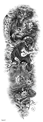 Angel Watch Devil'S Whole Brazo 17X48cm-5Pcs Tatuaje Para Realista A Prueba De Agua Con Pequeños Tatuajes Temporales Negros Falso Cuerpo Brazo Pecho Hombro Tatuajes Para Hombres Brazo Mujeres