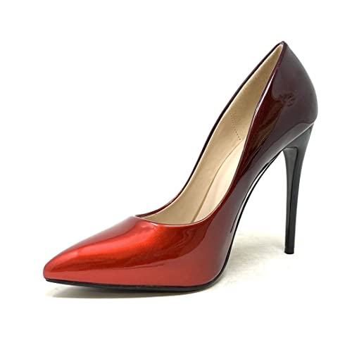 Angkorly - Zapatillas Moda Tacón escarpín Stiletto Sexy Glamour Mujer Degradado de Color Tacón de Aguja Alto 11 CM - Rojo 26 B-70 T 37