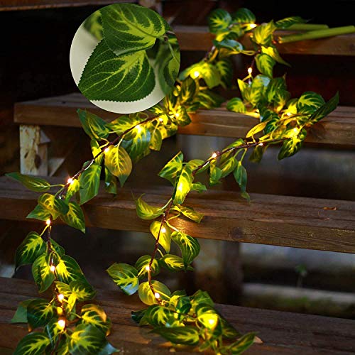 ANGMLN Guirnalda de Hiedra Artificial 3M Guirnalda Vines con 30 Luces LED, Cadena de Luz con Hojas Verdes, Funciona con Pilas (Incluidas) para casa, jardín, boda, decoración de pared