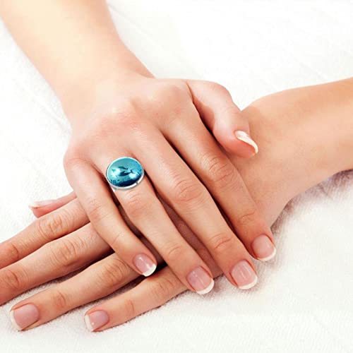 Anillos de dedo ajustables para mujeres, niñas, hombres, lindos, delfines, azul océano fondo