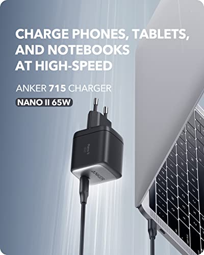 Anker Cargador USB-C, Nano II 65W GAN II PPS Adaptador Rápido, Cargador Compacto y Plegable para MacBook Pro/Air, Galaxy S20/S10, DELL XPS 13, Note 20/10+, iPhone 12/Pro/Mini, iPad Pro, Pixel y más