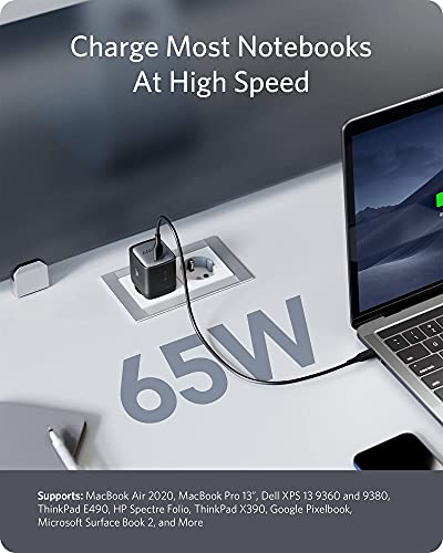 Anker Cargador USB-C, Nano II 65W GAN II PPS Adaptador Rápido, Cargador Compacto y Plegable para MacBook Pro/Air, Galaxy S20/S10, DELL XPS 13, Note 20/10+, iPhone 12/Pro/Mini, iPad Pro, Pixel y más