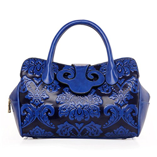 AnKoee Bolso Mujer Imitación de Cuero Moda Bolso Bandolera Casual Suave Piel Bolsa de la Compra Bolsa Mensajero (Azul)