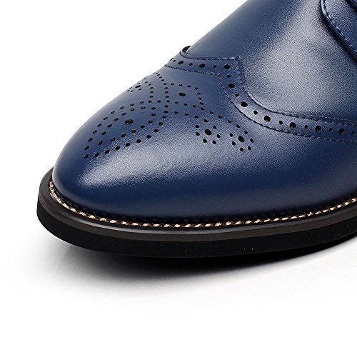 ANUFER Hombres Inteligente Punta Puntiaguda Zapatos de Vestir con Cordones Formal Negocios Boda Brogues Azul Marino P110 EU42