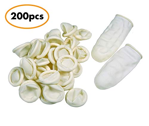 AOI 200PCS Protegetor Dedo látex Dedales de látex Dedo Cuna Manga Dedo desechable Cubiertas Protectora para los Dedos, protegen de la estática, para Vendajes Secos y limpios