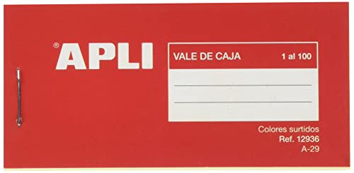 APLI 12936 - Talonario vales de caja 1-100, colores surtidos, 1 unidad