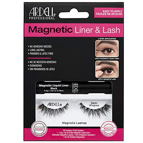 Ardell Pestañas Postizas Magnéticas | Magnetic Liner & Lash - Demi Wispies | No Necesita Adhesivo | Contiene Delineador Magnético Líquido y 1 Par de Pestañas Magnéticas | Fáciles de Aplicar