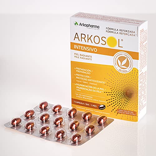 Arkopharma Arkosol Intensivo 30 Cápsulas, Bronceado Desde el Interior, Todo Tipo de Piel, Prepara y Protege la Piel para la Exposición Solar, Complemento Alimenticio