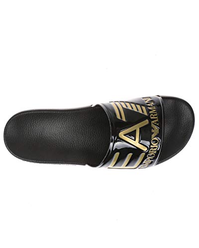 Armani Exchange Chancla Black/Gold Palas para Mujer, 38