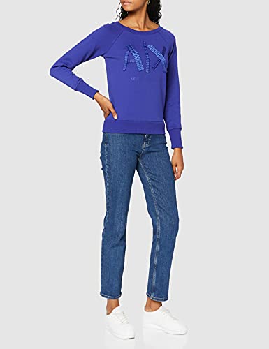 Armani Exchange French Terry Sudadera, Azul (True Blue 1563), X-Small (Talla del Fabricante: 32) para Mujer