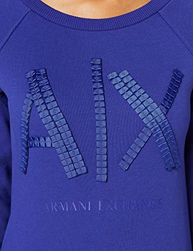 Armani Exchange French Terry Sudadera, Azul (True Blue 1563), X-Small (Talla del Fabricante: 32) para Mujer