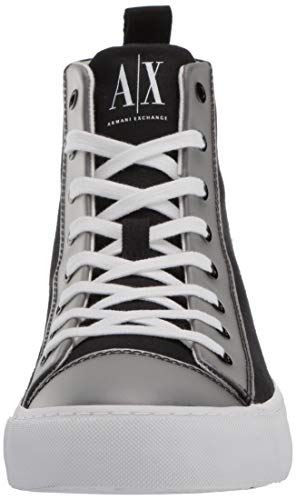 Armani Exchange High Top Cotton Sneakers, Zapatillas Altas Hombre, Negro (Black+White Logo 00002), 45 EU