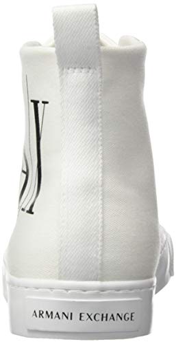 Armani Exchange High Top Cotton Sneakers, Zapatillas Altas Mujer, Blanco (Op.White+Black Logo 00152), 38 EU