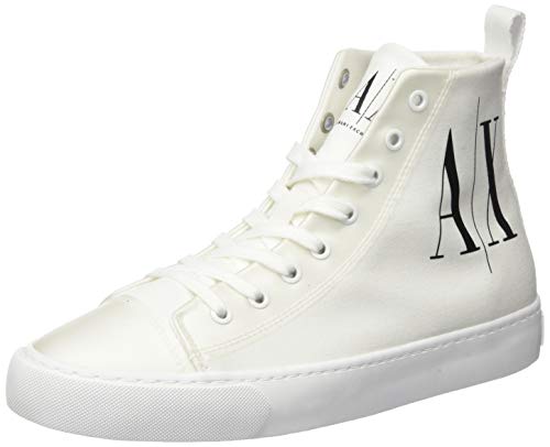 Armani Exchange High Top Cotton Sneakers, Zapatillas Altas Mujer, Blanco (Op.White+Black Logo 00152), 38 EU