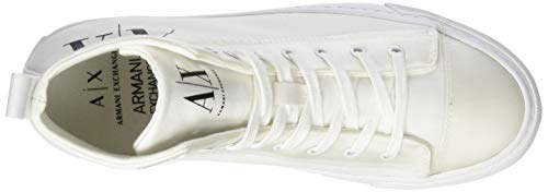 Armani Exchange High Top Cotton Sneakers, Zapatillas Altas Mujer, Blanco (Op.White+Black Logo 00152), 38 EU