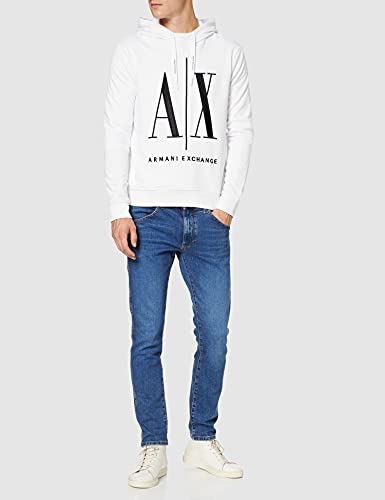 Armani Exchange Hoodie, Maxi Print Logo on Front Sudadera, Blanco, M para Hombre