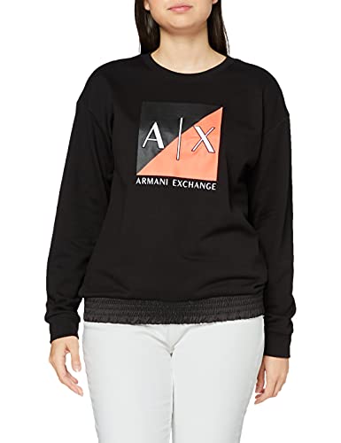 Armani Exchange Nylon Short Sleeves with Buckle and Tonal Tape Sudadera, Negro, XL para Mujer