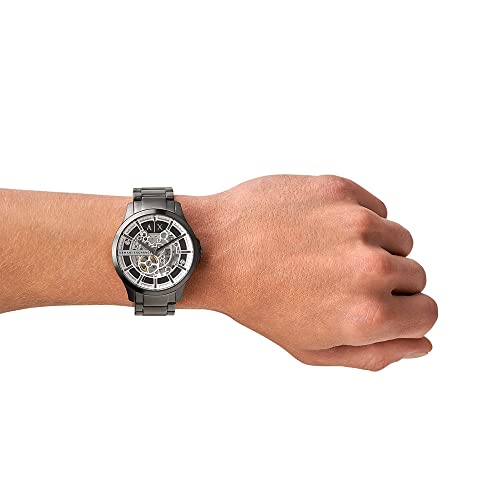 Armani Exchange Reloj Automático de Tres Manecillas para Hombre Armani Exchange, Acero Inoxidable, Tamaño de Caja de 46 mm, Gris