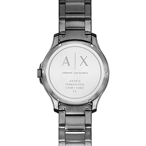 Armani Exchange Reloj Automático de Tres Manecillas para Hombre Armani Exchange, Acero Inoxidable, Tamaño de Caja de 46 mm, Gris