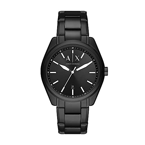 Armani Exchange Reloj de Tres Manecillas para Hombre, Reloj de Acero Inoxidable, Tamaño de Caja de 43 mm, Negro (Black Metal)