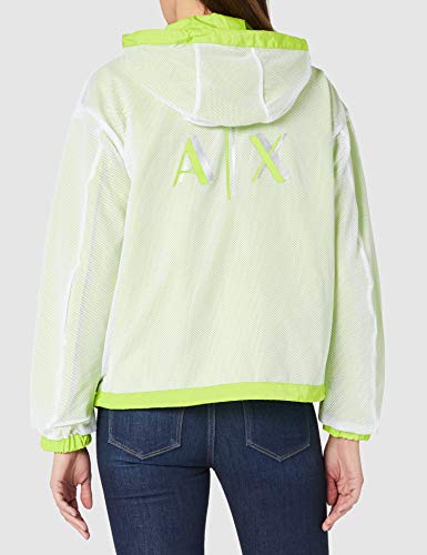 Armani Exchange Sudadera Cortavientos con Capucha Chaqueta, Blanco, XL para Mujer