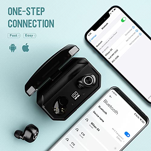 Auriculares Bluetooth 5.0 con 144H de Tiempo de Reproducción, Auriculares Inalámbricos Deportivos Micrófonos con Batería Recargable de 2600 mAh, Reducción de Ruido CVC 8.0, IPX6 A Prueba de Agua