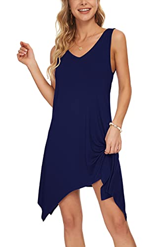 AUSELILY Milisegundo Vestido De Chaleco Sin Mangas De Verano para Mujer (Azul Marino, Small)