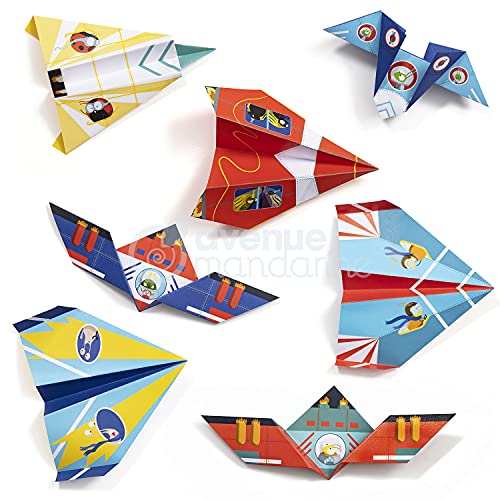 Avenue Mandarine- Boîte créative, Origami Avions/fusées, KC126C, Multicolore