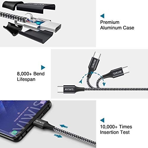 AVIWIS Cable USB Tipo C [4Pack 0.5M 1M 2M 3M] Cable Cargador USB C de Nylon Trenzado Carga Rápida y Sincronización Compatible for Galaxy S10/ S9/ S8, para Huawei P20/ Mate20, LG G6, OnePlus 6T