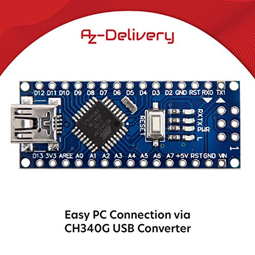 AZDelivery 3 pcs Nano V3 con Atmega328 CH340 con E-Book Incluido!