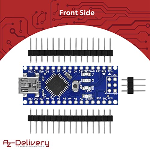 AZDelivery 5 x Nano V3.0 con Chip FT232RL y ATMega328 16MHz ATmega328P Compatible con Nano V3 con E-Book Incluido!