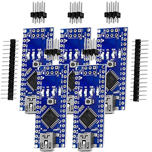 AZDelivery 5 x Nano V3.0 con Chip FT232RL y ATMega328 16MHz ATmega328P Compatible con Nano V3 con E-Book Incluido!