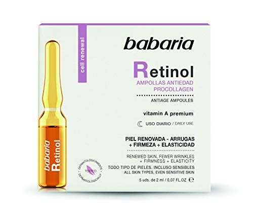 Babaria – Ampollas faciales antiedad con retinol – 10 ml (5 uds x 2 ml)