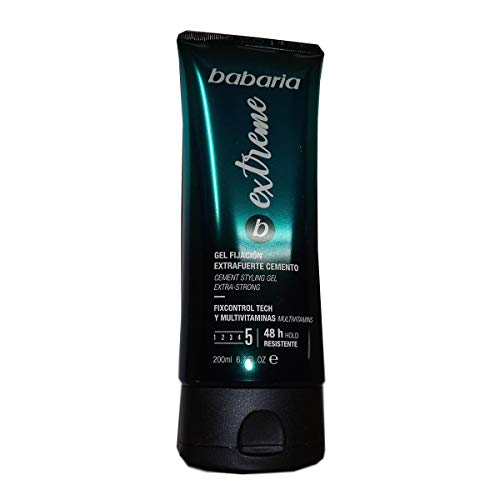 BABARIA B Extreme Gel FIJACION EXTRAFUERTE Cemento 200ML Unisex Adulto, Negro, Único