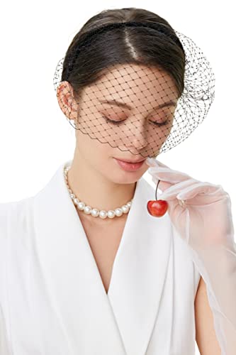 BABEYOND Diadema elegante para mujer, con redecilla de los años 20, accesorio ideal para bodas, cócteles, fiestas, celebraciones místicas, Halloween y carnaval, en color negro