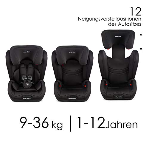 Babylon silla bebe coche isofix 1 2 3 Indigo ISOFIX silla bebe coche para Niños 9-36 kg silla coche grupo 1 2 3 isofix, silla coche bebe ECE R44 / 04 blanco/negro