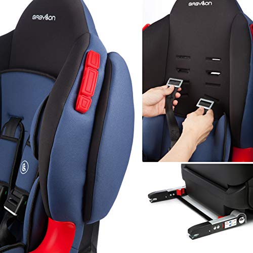 BABYLON silla coche grupo 1 2 Rock Isoix. Alzador coche niño 9-25 kg(9 meses a 7 años). Silla coche grupo 1-2 isofix ECE R44 /04 Negro/azul