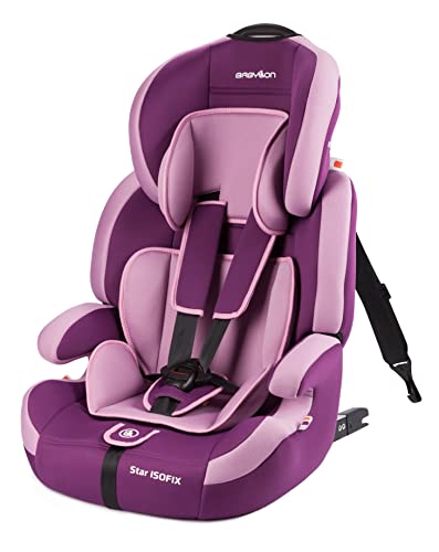 BABYLON silla coche Star ISOFIX. Silla coche bebe para Niños 9-36 kg. Silla coche grupo 1-2-3 isofix. Silla bebe coche ECE R44 / 04 Púrpura