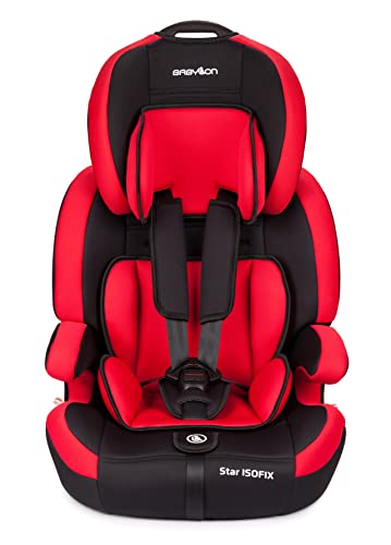 BABYLON silla coche Star ISOFIX. Silla coche bebe para Niños 9-36 kg. Silla coche grupo 1-2-3 isofix. Silla bebe coche ECE R44 / 04 Rojo