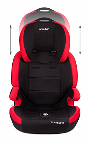 BABYLON silla coche Star ISOFIX. Silla coche bebe para Niños 9-36 kg. Silla coche grupo 1-2-3 isofix. Silla bebe coche ECE R44 / 04 Rojo