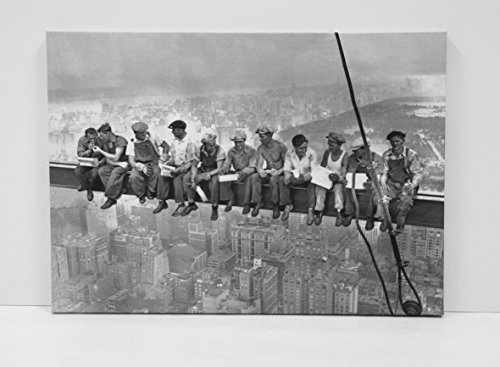 BaikalGallery Lienzo Foto OBREROS EN Nueva York Rockefeller Center 1932 Tamaño 50x70cm Impreso en Canvas Tensado en Bastidor de 2 cm de Grosor. Acabado Mate. Muy Ligero.