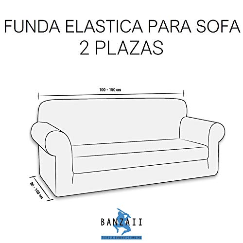 Banzaii Funda de Sofá Elástica Ajustable Protector para Sofá, Cubre Sofá 2 Plazas, Crema Made in Italy