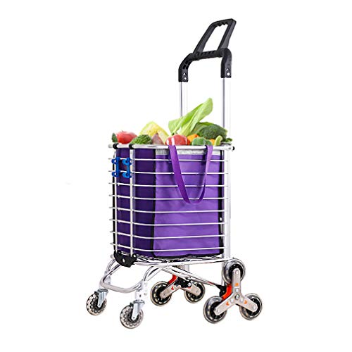 BAOYOUNI Carro de la Compra 8 Ruedas Carrito Plegable para Subir Escaleras, con Bolsa Oxford Desmontable, 35 Litros, Marco de Aluminio, Uso para Ropa de Mercado, Supermercato, Picnic, Campeggio, Viola