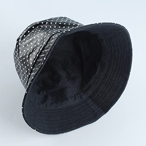 BAOZENGMUY Sombrero De Cubo Reversible De Dos Lados con Estampado De Puntos De Cuero Sombrero De Pescador Impermeable Gorra para El Sol Sombreros De Pesca para Mujeres Y Hombres Redwithdot