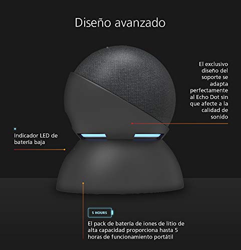 Base con batería Made for Amazon para Echo Dot (4.ª generación), Negro