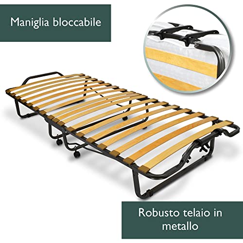 Beautissu Cama Plegable de Invitados Venetia - 90x200 cm - Estable Armadura de Metal - con somier y Funda Protectora