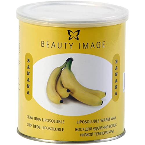 BEAUTY IMAGE Cera Depilatoria Tibia Liposoluble Plátano - Lata 800 gr. Con Dióxido de Titanio. Depilación eficaz con aromaterapia y aceites naturales. Hidratante y Calmante. Textura untuosa y cremosa. Arranque suave y efectivo.