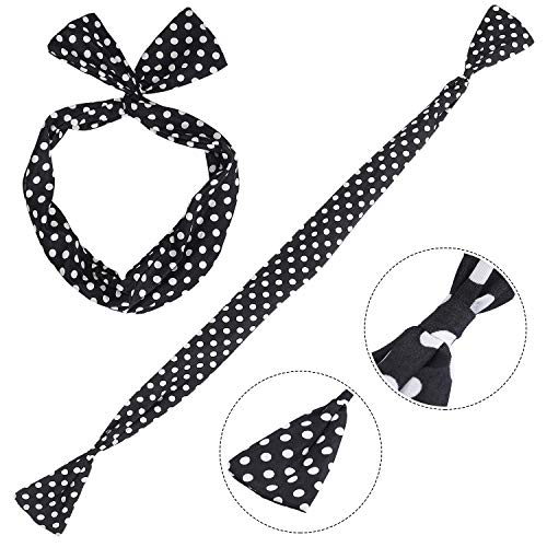 Beelittle 50's Women Costume Accessories Set Bufanda de Gasa Guantes de Lunares Bandana Tie Diadema Pendientes Retro Cat Eye Eglasses (Negro)